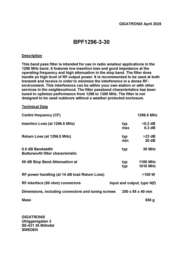 BPF1296-3-30_data_sheet